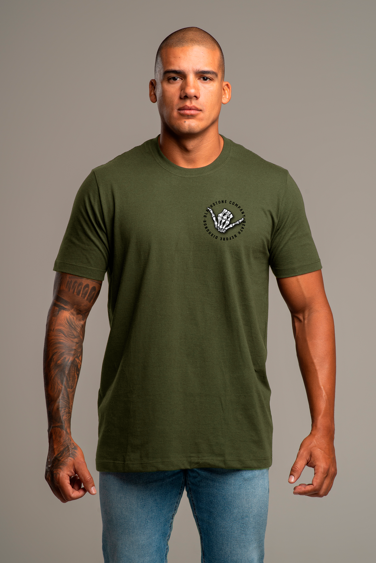T-SHIRT DEATH BEFORE DISHONOR VERDE